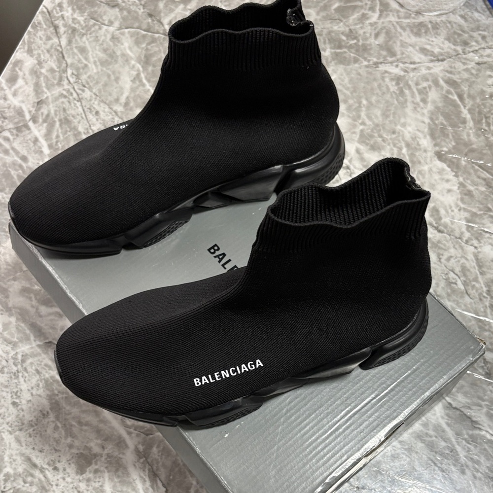 Balenciaga Men's Black Knit Sneakers - Picture 2 of 3